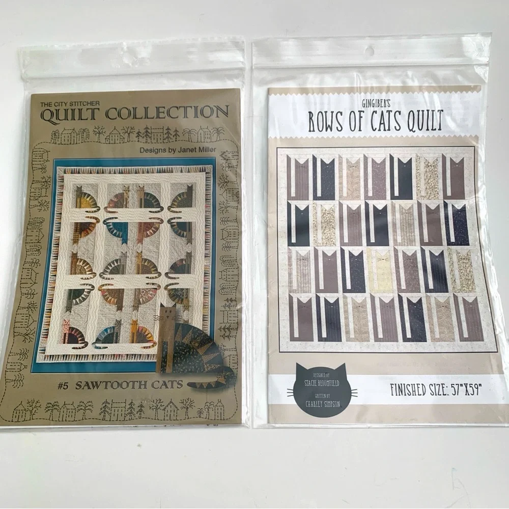 Cat Themed Quilt Patterns Lot of 2
